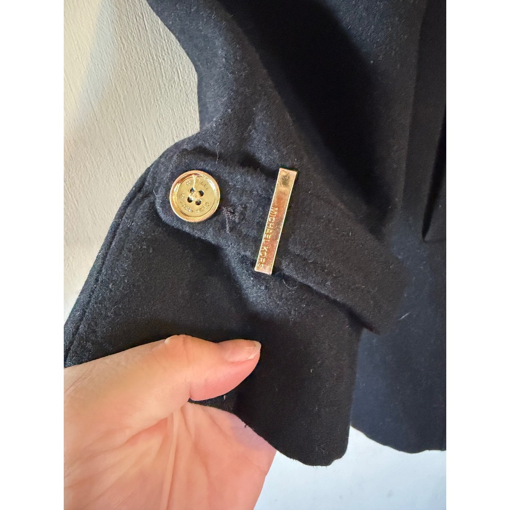 MICHAEL KORS Womans Wool Blend‎ Pea Coat Jacket Size 6 Gold Zip Black - Picture 6 of 10